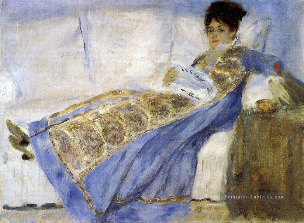 madame monet allongée sur le canapé Pierre Auguste Renoir Peintures à l'huile